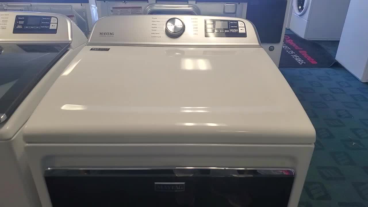 Maytag 7.4 cu. ft. 240-Volt Smart Capable White Electric Vented Dryer with Hamper Door and Steam, ENERGY STAR 1