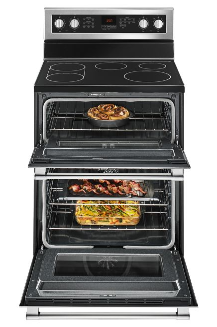 Maytag 6.7 cu. ft. Double Oven Electric Range with Convection Oven in Fingerprint Resistant Stainless Steel 2