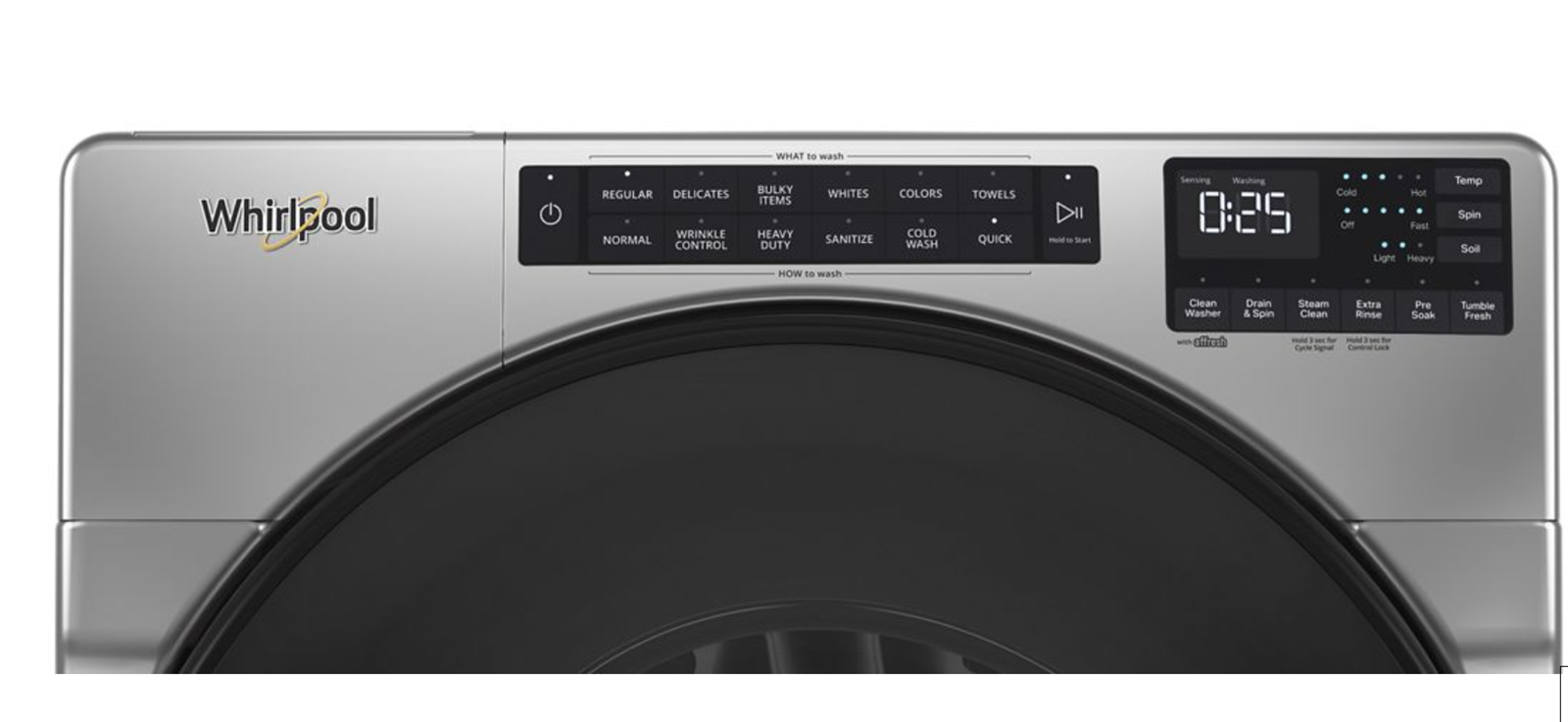 Whirlpool 4.5 cu. ft. Front Load Washer with Steam, Quick Wash Cycle and Vibration Control Technology in Chrome Shadow 3