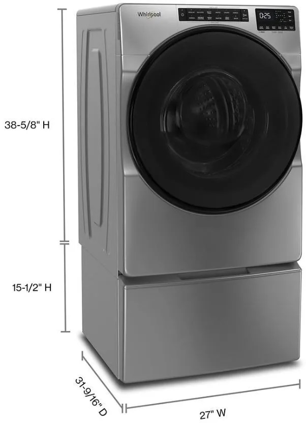 Whirlpool 4.5 cu. ft. Front Load Washer with Steam, Quick Wash Cycle and Vibration Control Technology in Chrome Shadow 4