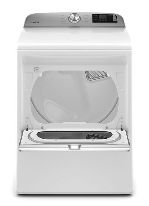 Maytag 7.4 cu. ft. 240-Volt Smart Capable White Electric Vented Dryer with Hamper Door and Steam, ENERGY STAR 4