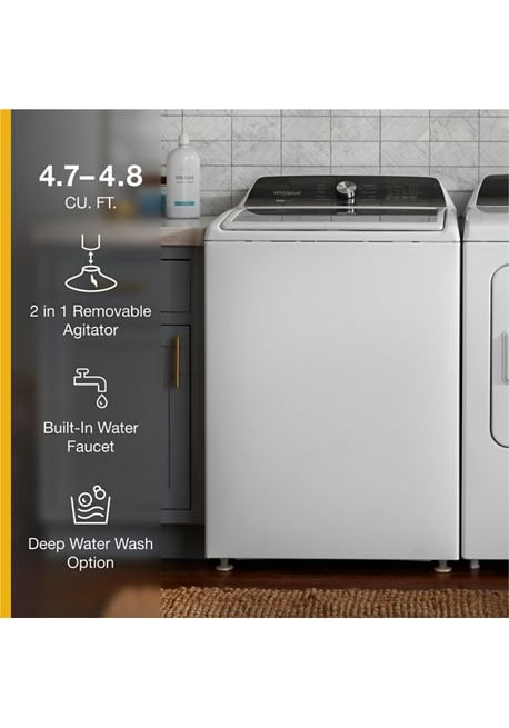 Whirlpool 4.7 - 4.8 cu. ft. Top Load Washer with 2 in 1 Removable Agitator in White 2