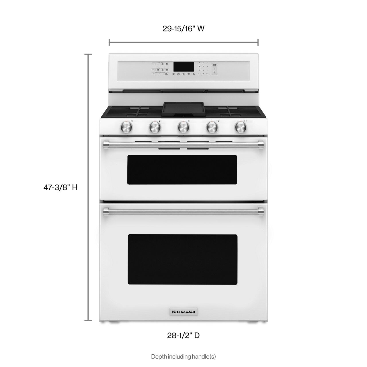 KitchenAid 30 in. 5-Burner Gas Double Oven Convection Range (Self-Cleaning) - White