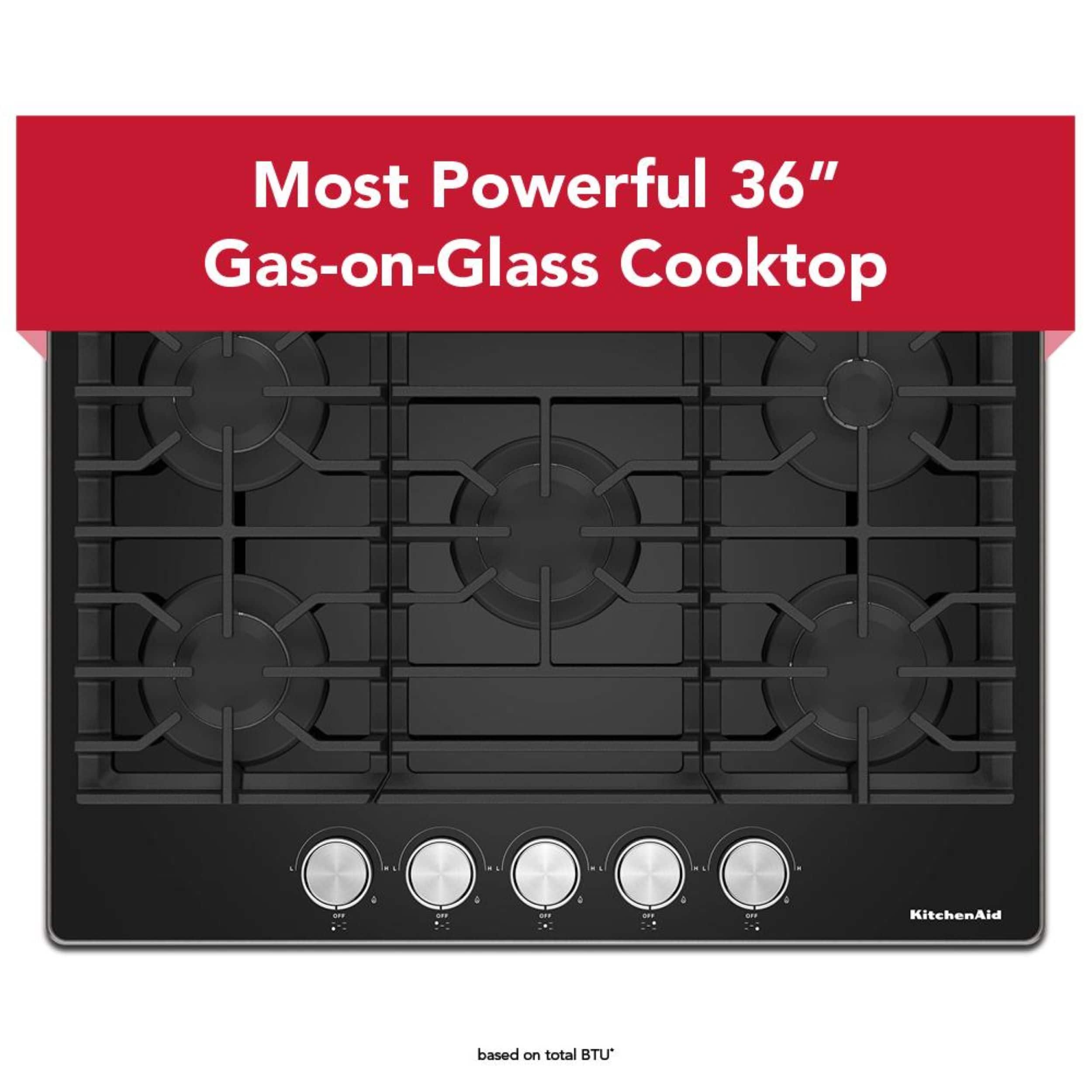 KitchenAid KitchenAid 36" Gas-on-Glass Cooktop (5 Burners) with Dishwasher-Safe Grates and Knobs 3