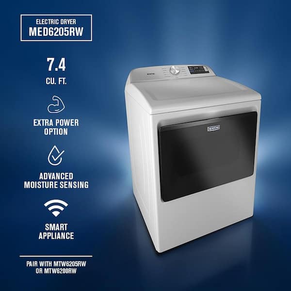 Maytag Maytag 7.4 Cu. Ft. Smart Electric Dryer with Extra Power and Advanced Moisture Sensing (Vented Top Load) - White 1