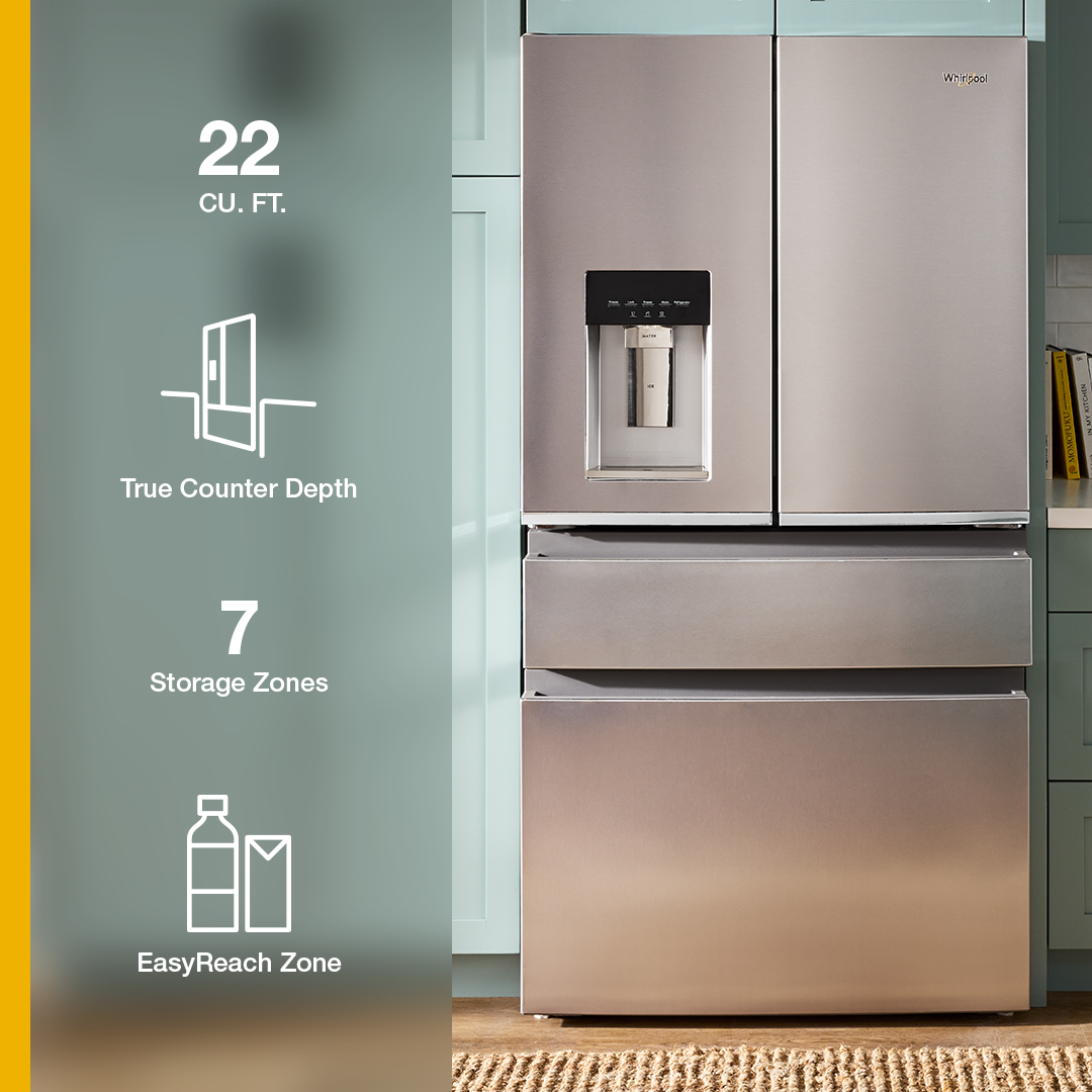 Whirlpool WRMC7036RZ 36-inch Wide True Counter Depth 4-Door French Door Refrigerator - 22 cu. ft. 0