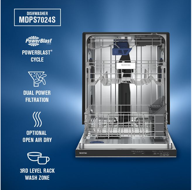 Maytag MDPS7024SZ Maytag 24 in. Top Control Built-In Tall Tub Dishwasher in Fingerprint Resistant Stainless Steel with PowerBlast Cycle MDPS7024SZ 2