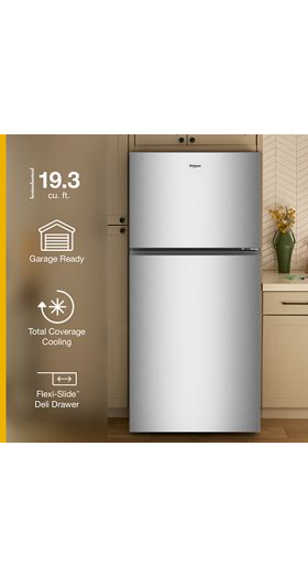 Whirlpool® 29.5-inch Wide Top Freezer Refrigerator with Total Coverage Cooling- 19.3 Cu. Ft. GARAGE CERTIFIED 2