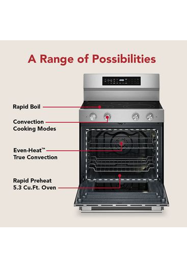 KitchenAid KFES530SPS 5.3 Cu. Ft. Smart Freestanding Electric Range with Convection Cooking Modes 2