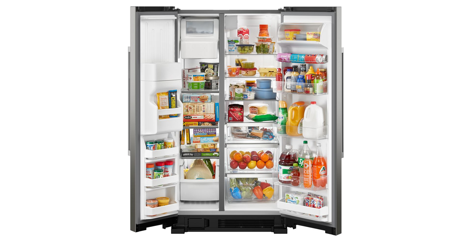 Maytag 36 in. 25 cu. ft. Standard Depth Side-by-Side Refrigerator in Fingerprint Resistant Stainless Steel with Can Caddy 2