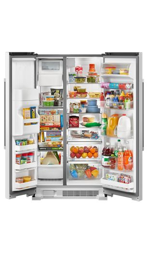 Maytag Maytag 36 in. 25 cu. ft. Counter Depth Side-by-Side Refrigerator in White with Can Caddy MRSF4036PW 0