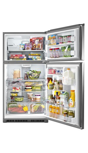 Maytag 33-Inch Wide Top Freezer Refrigerator with EvenAir™ Cooling Tower- 21 Cu. Ft. 1