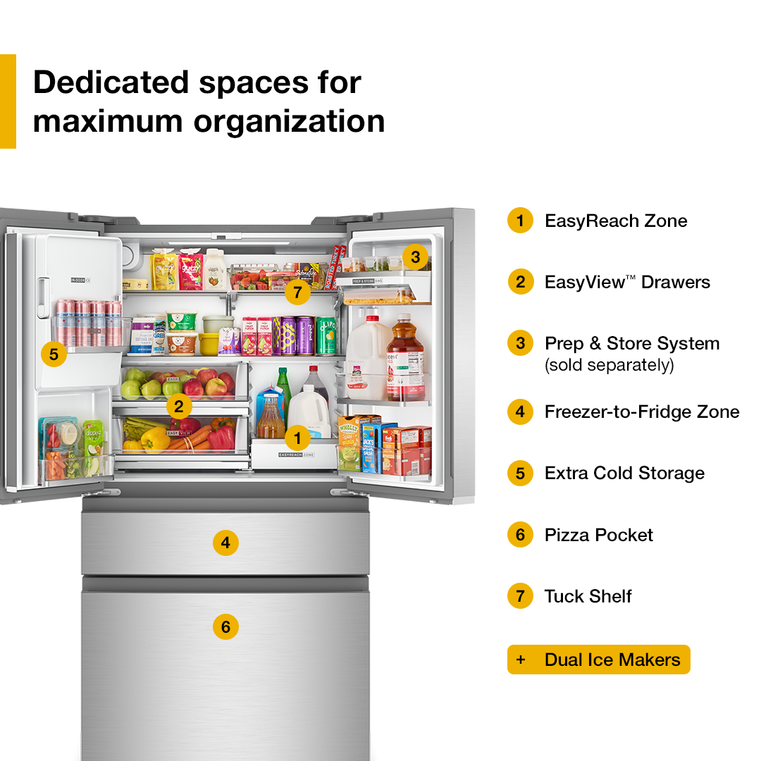 Whirlpool WRMC7036RZ 36-inch Wide True Counter Depth 4-Door French Door Refrigerator - 22 cu. ft. 1