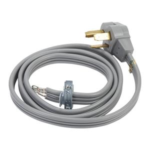 Maytag 6' Gray Electric Dryer Power Cord with 30-amp, 3-Wire, right-angle plug, and adjustable strain relief bracket